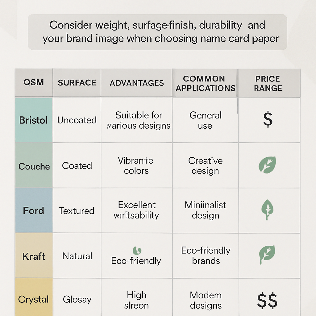 Các Loại Giấy In Name Card Phổ Biến Nên Chọn